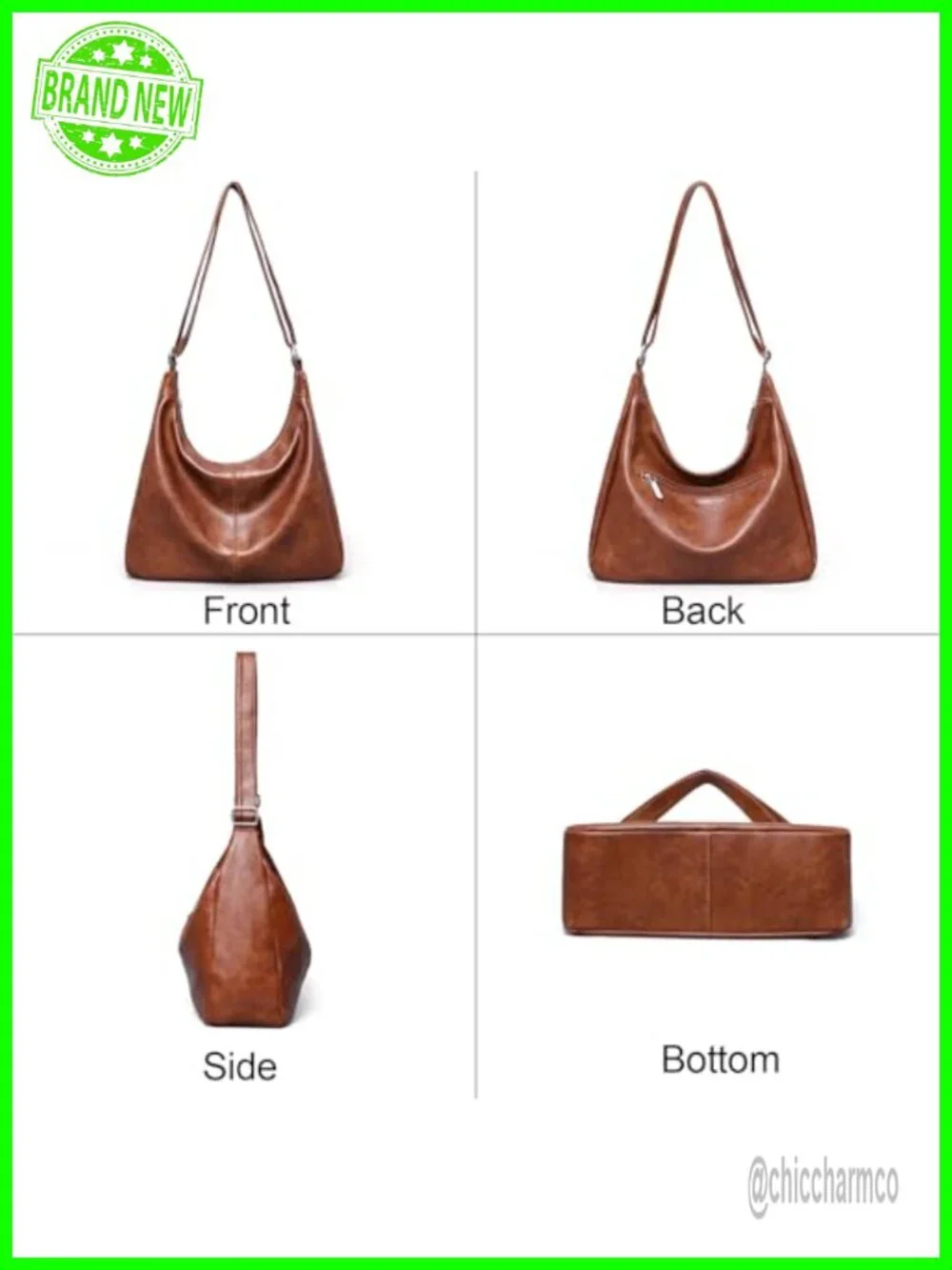 Vegan Leather Hobo Shoulder Bag Slouchy Tote for Women Crossbody Purse